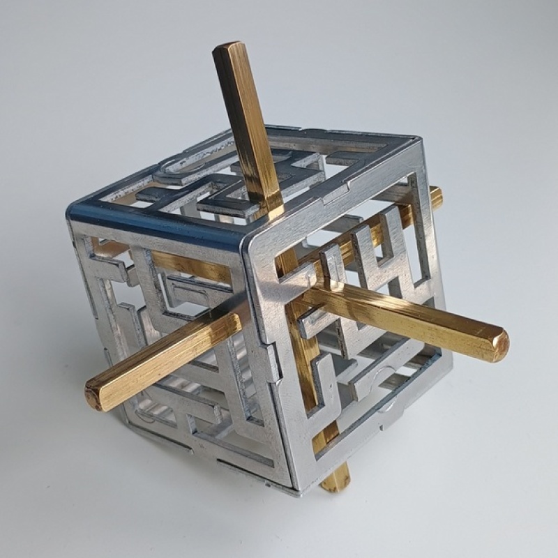 Oskar's Maze Cube (metal version) by Oskar van Deventer