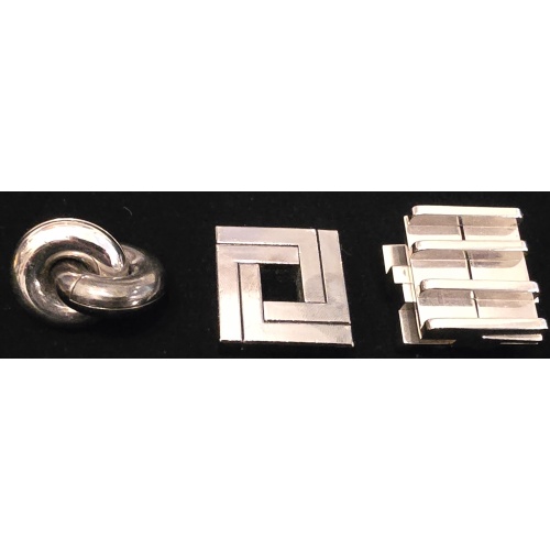 Lot of 3 Hanayama Cast Metal Puzzles - Devil, Square, & Coaster