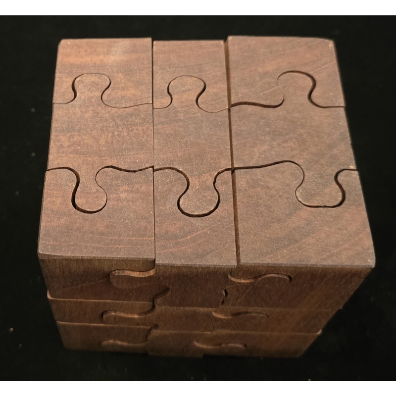 Rare Keith Winegar "27-Piece Jigsaw Cube" – 3D Interlocking Wooden Masterpiece