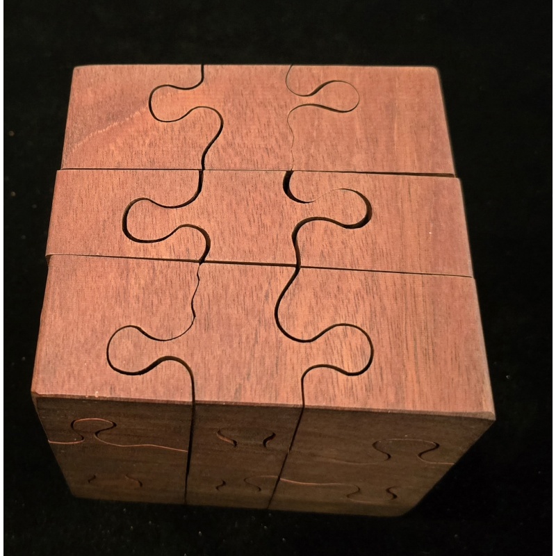 Rare Keith Winegar "27-Piece Jigsaw Cube" – 3D Interlocking Wooden Masterpiece