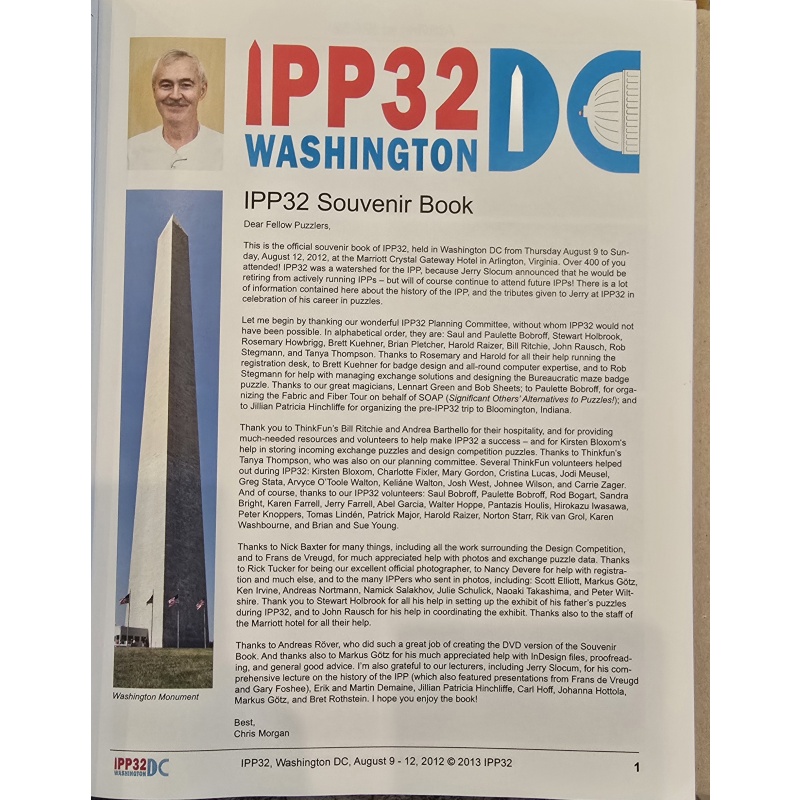 IPP32 Washington DC (2012) Official Souvenir Book