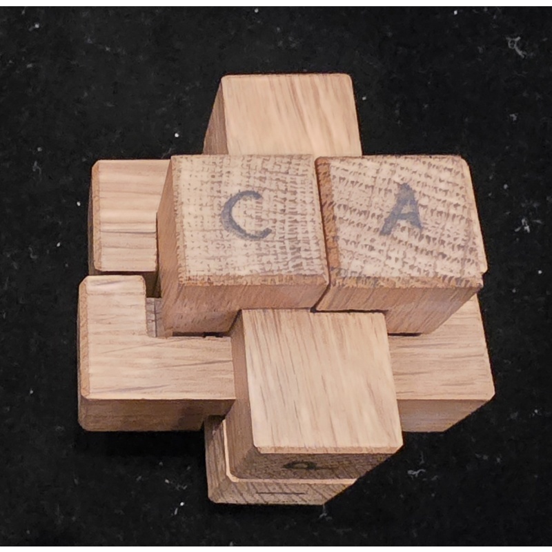 RARE One-of-a-Kind Bill Darrah Prototype - 6-Piece Wooden Burr Puzzle - Estate Collection