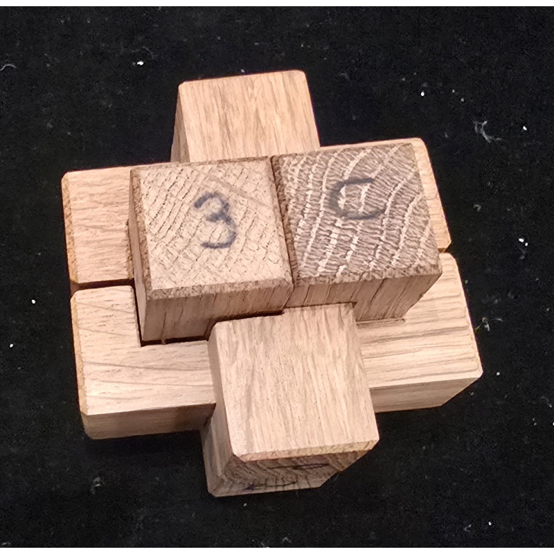 RARE One-of-a-Kind Bill Darrah Prototype - 6-Piece Wooden Burr Puzzle - Estate Collection