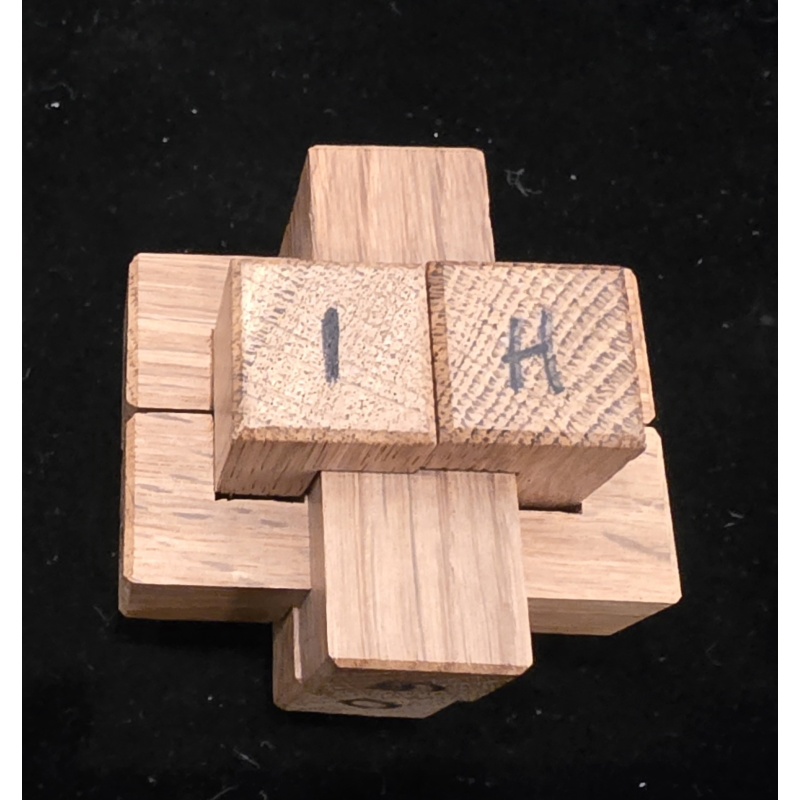 RARE One-of-a-Kind Bill Darrah Prototype - 6-Piece Wooden Burr Puzzle - Estate Collection