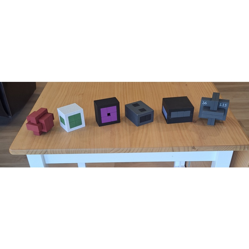 Puzzle lot 3 ABCD interlocking/burr puzzles by Alex Boudreau (Simplurrs)