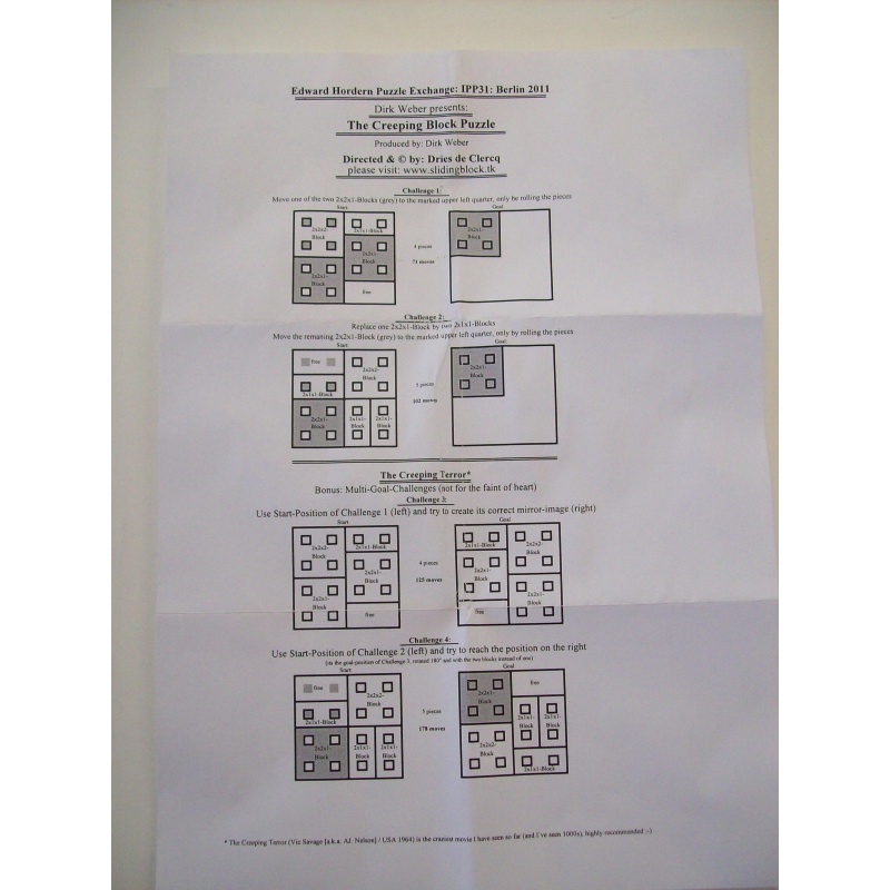 The Creeping Block Puzzle (IPP 31)