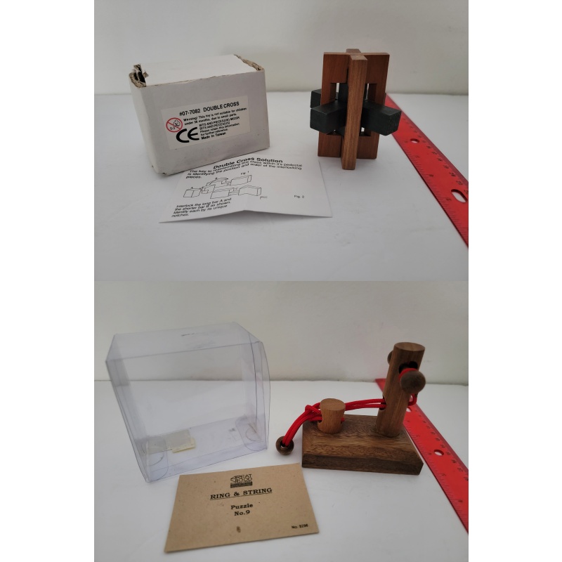 Double Cross and Ring & String Puzzle No. 9 (with solutions)