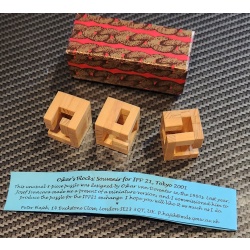 Three Cubes or Oskars blocks puzzle was Peter Hajeks exchange at IPP21 in Tokyo, 2001