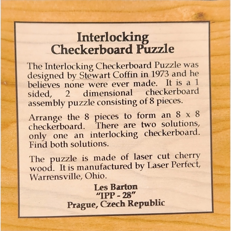 Stewart Coffins Interlocking Checkerboard, IPP28 Presented by Les Barton