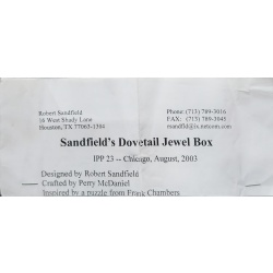 Sandfields Dovetail Jewel Box, Designed by Robert Sandfield, crafted by Perry McDaniel, IPP23