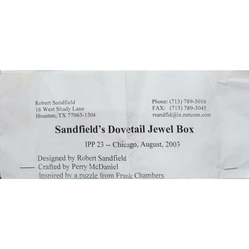 Sandfields Dovetail Jewel Box, Designed by Robert Sandfield, crafted by Perry McDaniel, IPP23