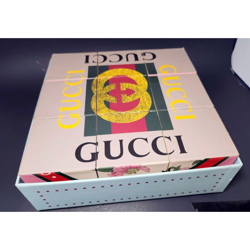 Gucci Wooden/Vinyl 6 Image Puzzle block set with luxury box