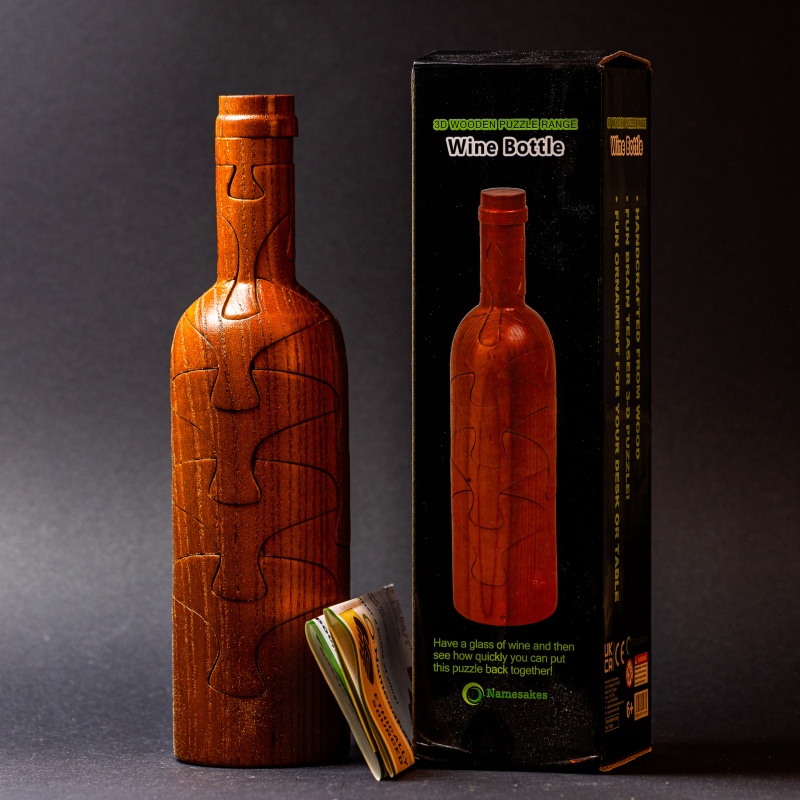 Wooden classic wine bottle by Namesakes