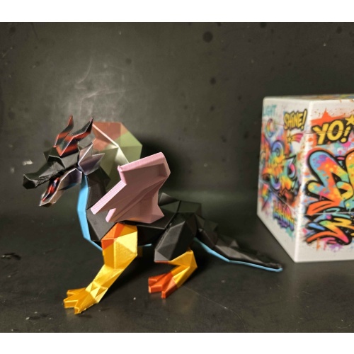 Low-Poly PS1 Fantasy Game Dragon - One-of-a-Kind Magnetic Puzzle Sculpture