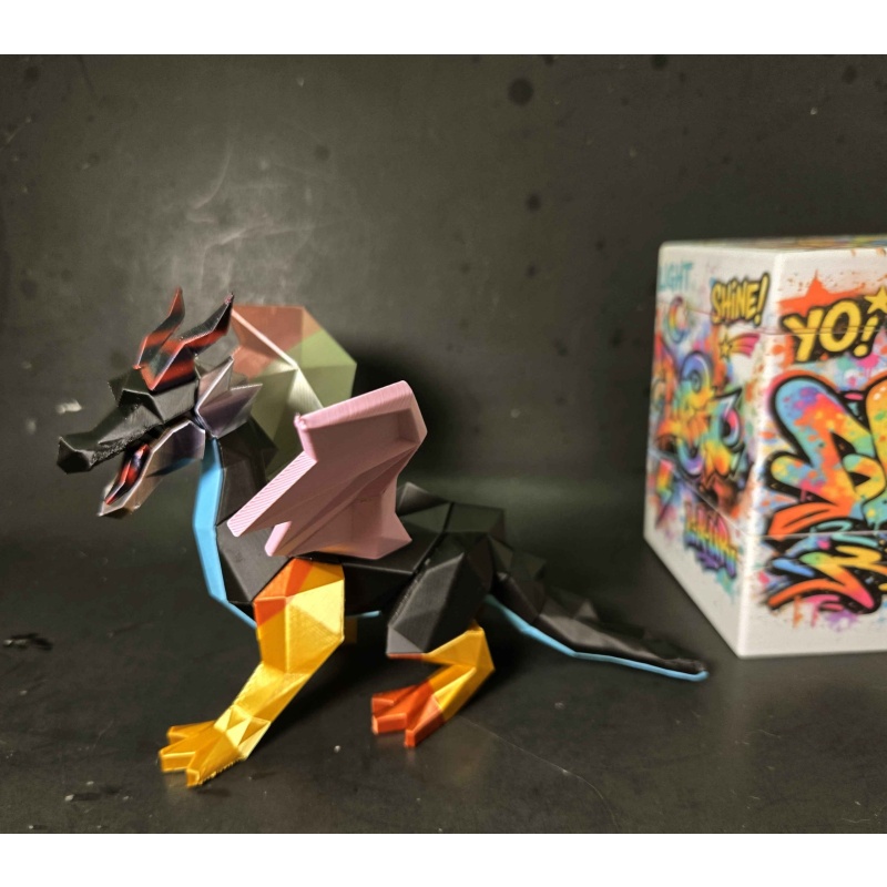 Low-Poly PS1 Fantasy Game Dragon - One-of-a-Kind Magnetic Puzzle Sculpture