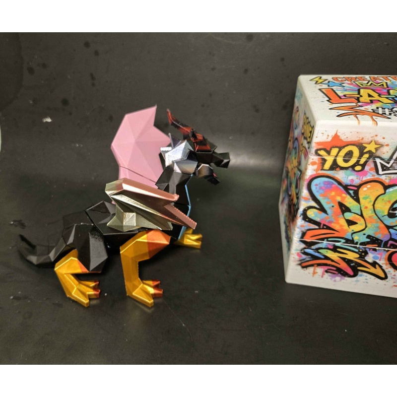Low-Poly PS1 Fantasy Game Dragon - One-of-a-Kind Magnetic Puzzle Sculpture