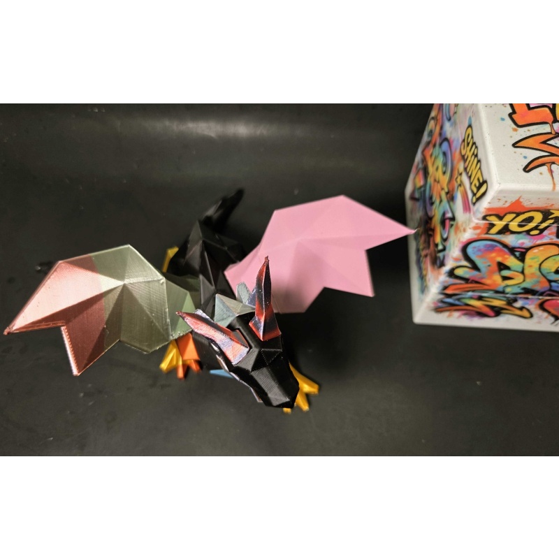 Low-Poly PS1 Fantasy Game Dragon - One-of-a-Kind Magnetic Puzzle Sculpture