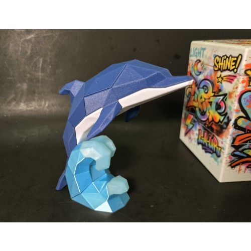 Blue Crest Dolphin - Custom Magnetic Low-Poly Puzzle Sculpture