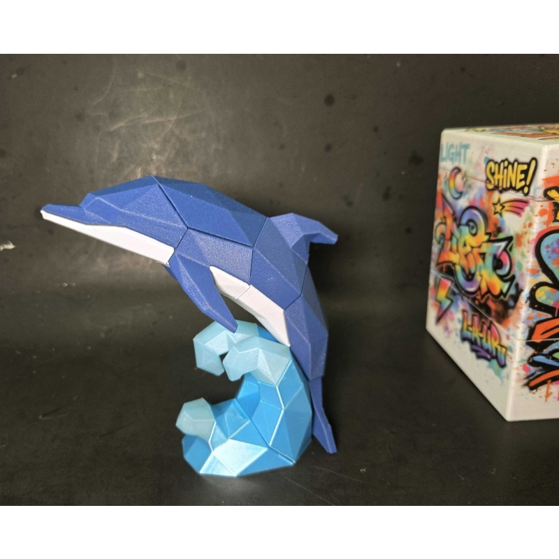 Blue Crest Dolphin - Custom Magnetic Low-Poly Puzzle Sculpture