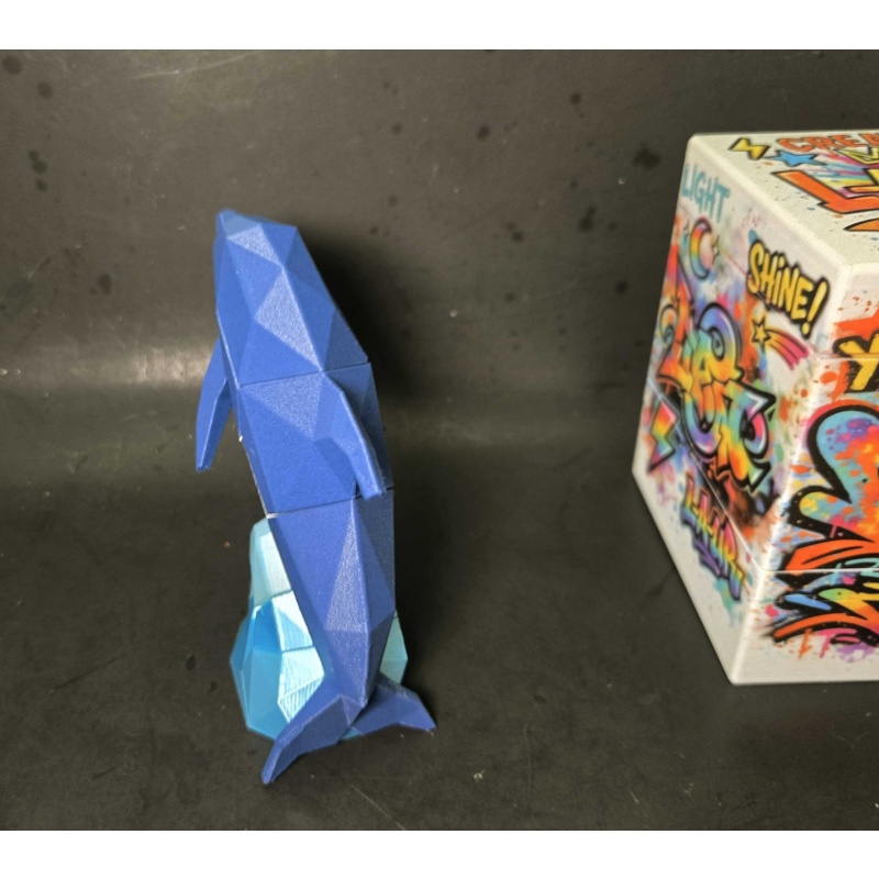 Blue Crest Dolphin - Custom Magnetic Low-Poly Puzzle Sculpture
