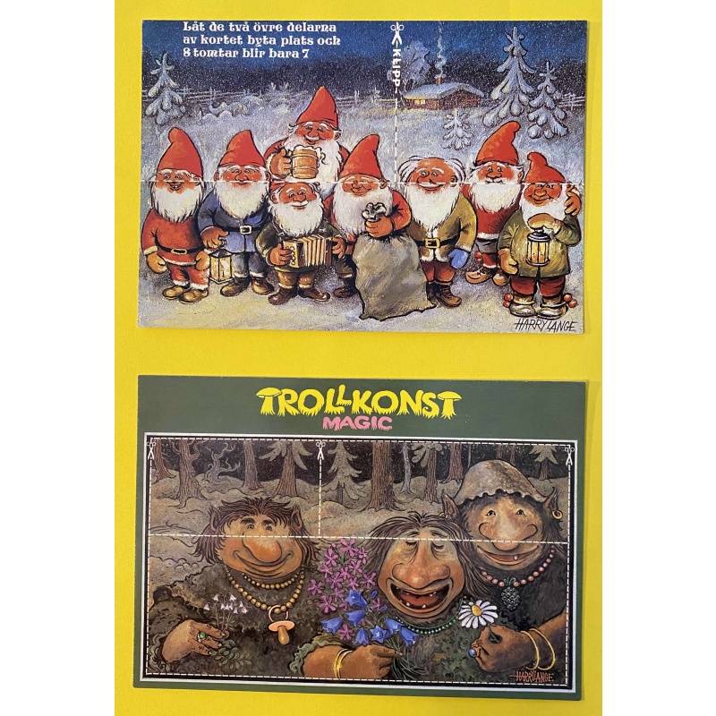 Two out-of-print Swedish Vanish Puzzle Postcards