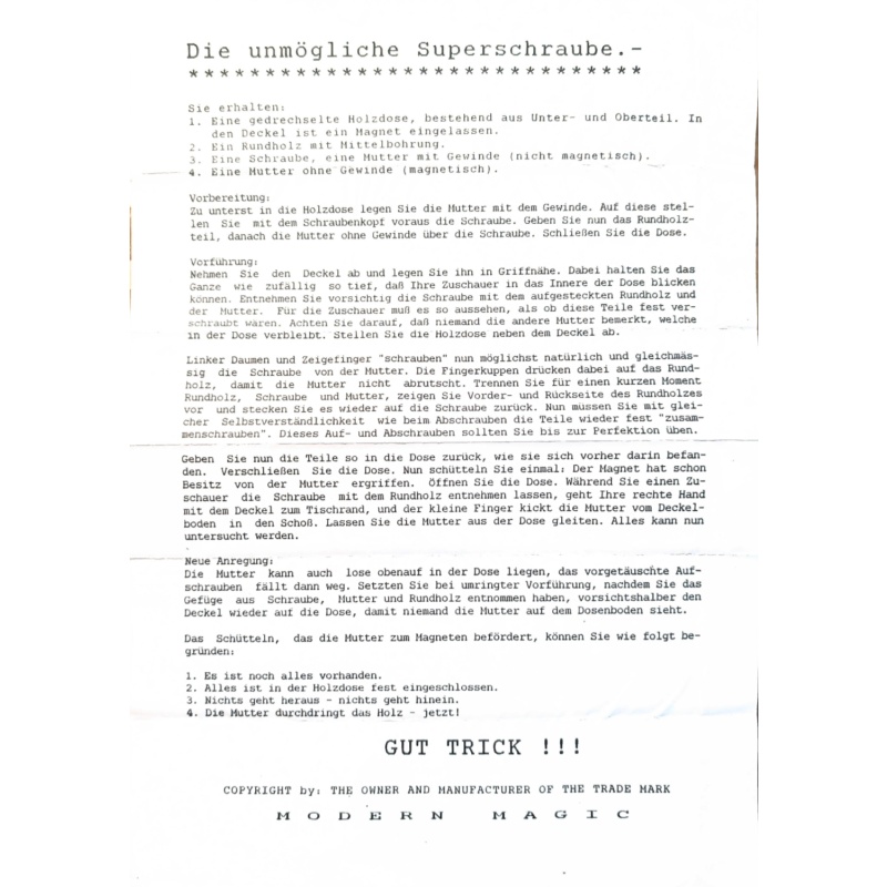 The impossible super screw by Modern Magic