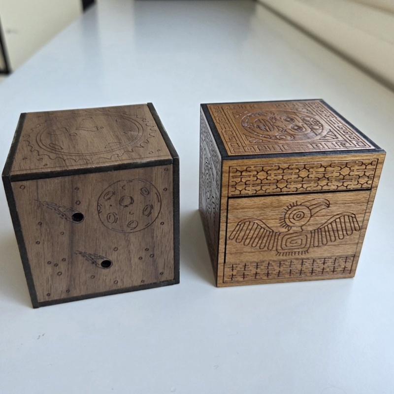 Plantetary & Mayan puzzle boxes - Benno de Grote
