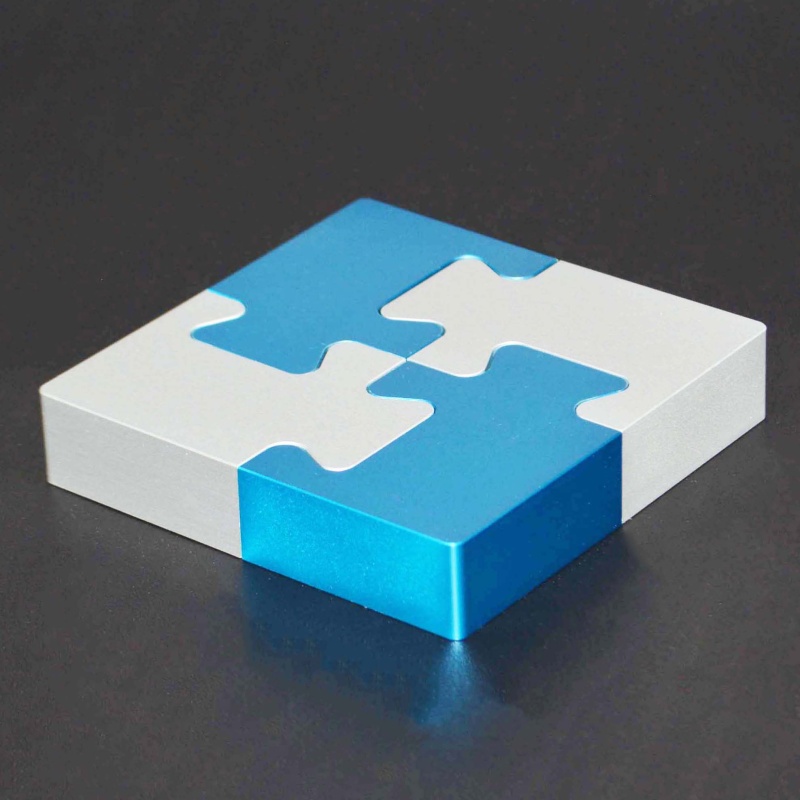 4 Piece Metal Jigsaw Puzzle - Silver and Blue