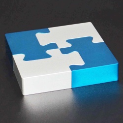 4 Piece Metal Jigsaw Puzzle - Silver and Blue