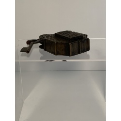 ANTIQUE BRASS PADLOCK WITH KEY PUZZLE