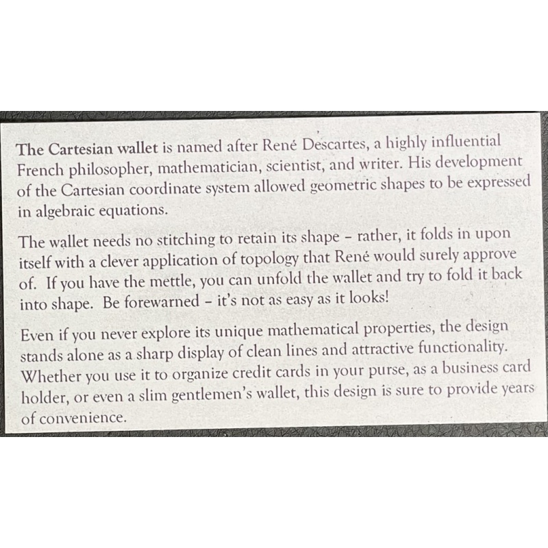 Cartesian Wallet - only 40 copies made!
