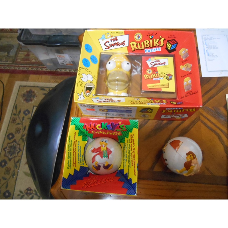 Three figural Rubik-style puzzles, Homer Simpson + 2 Disney