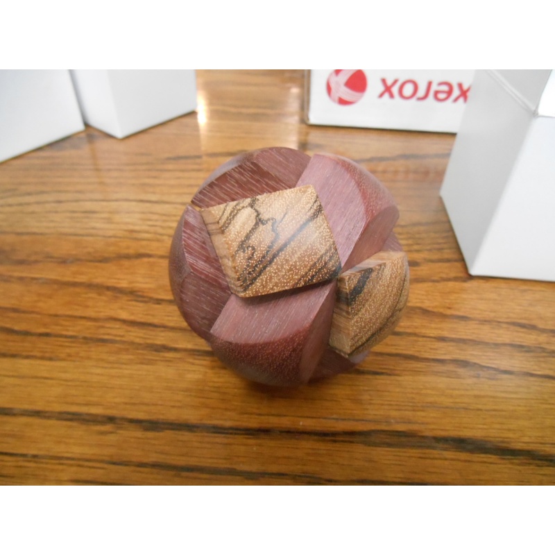 Star Burr puzzle- Zebrawood + Purpleheart