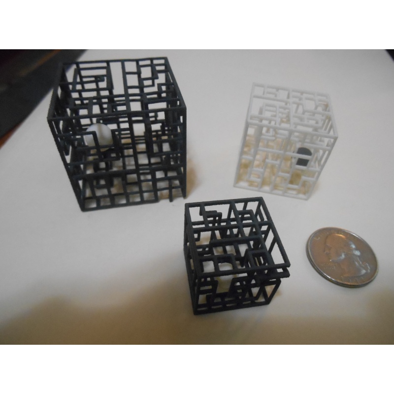 Three Steve Winter 3D wire-frame mazes