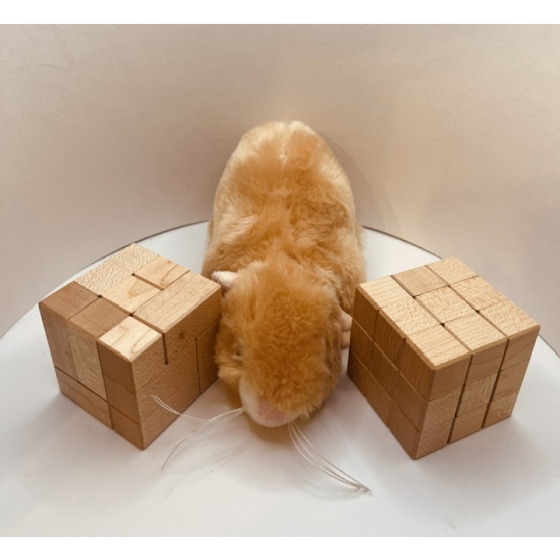 Four-Piece Serially Interlocking Cube & Modified 3-Piece version - Stewart Coffin Design #93 by John Devost