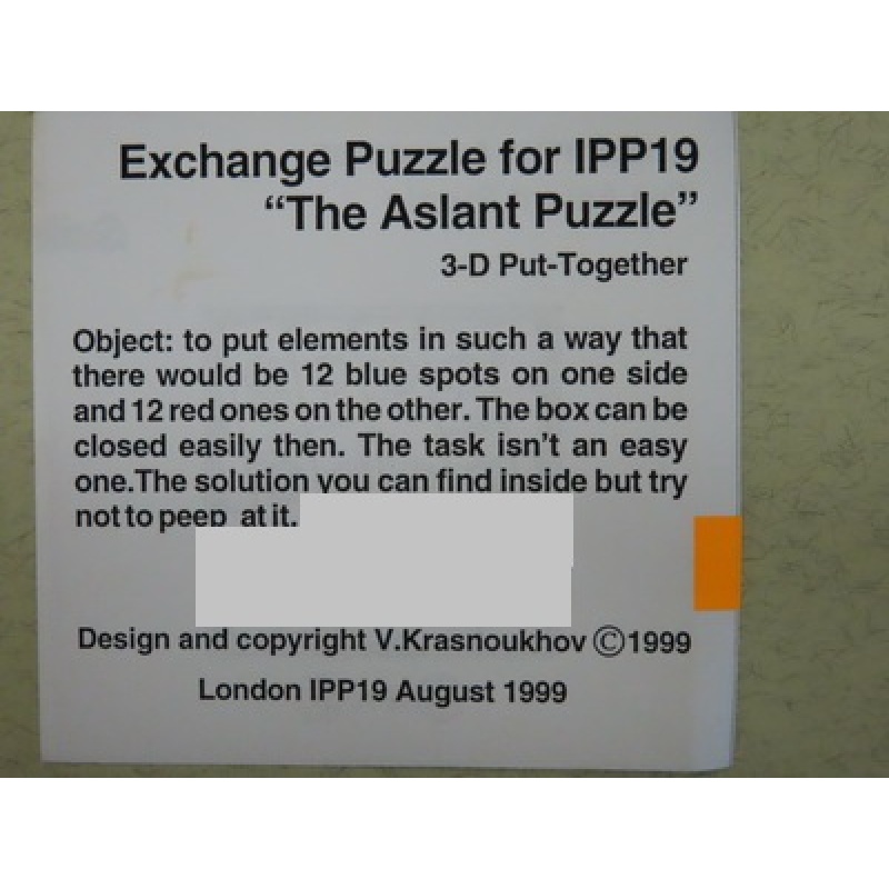 The Aslant puzzle (IPP19 exchange)