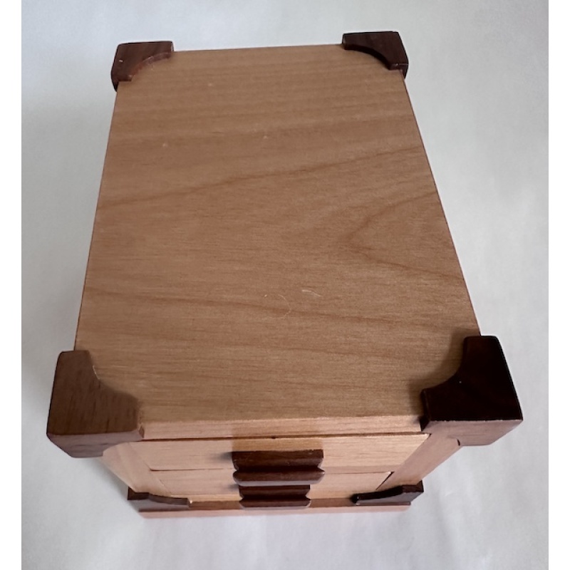 Two Drawers Japanese Karakuri Puzzle Box Akio Kamei