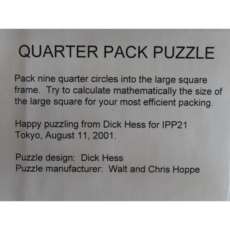 Quarter pack puzzle (IPP21 exchange)