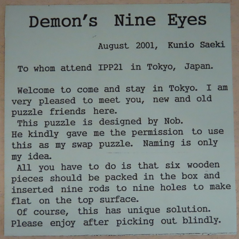 The Demon&#039;s nine eyes (IPP21 exchange)