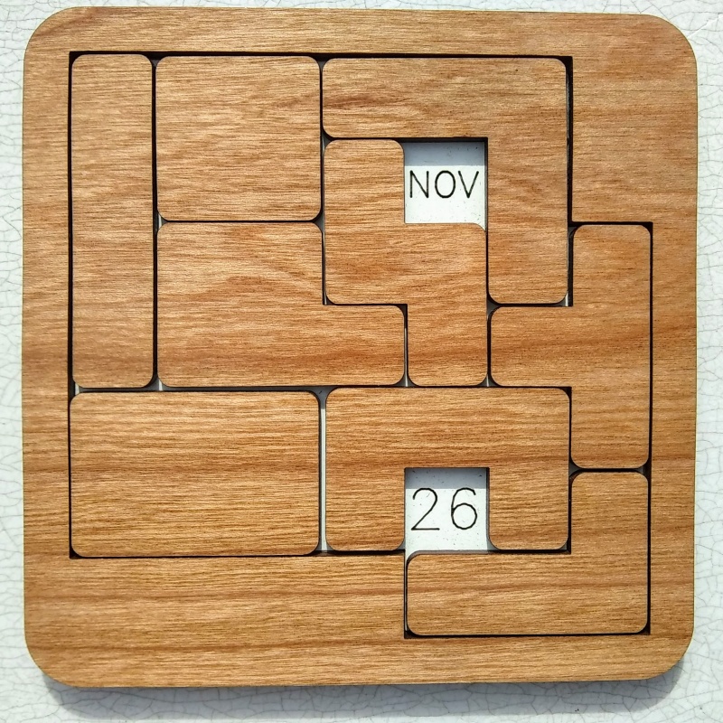 Puzzle Calendar solve for each day of the year (cherry pieces and border)