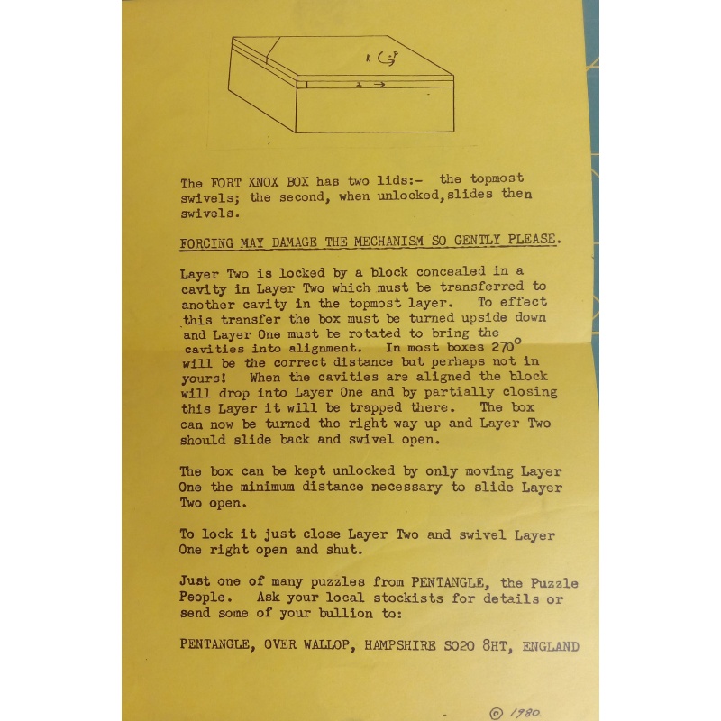 Fort Knox Puzzle Box By Pentangle