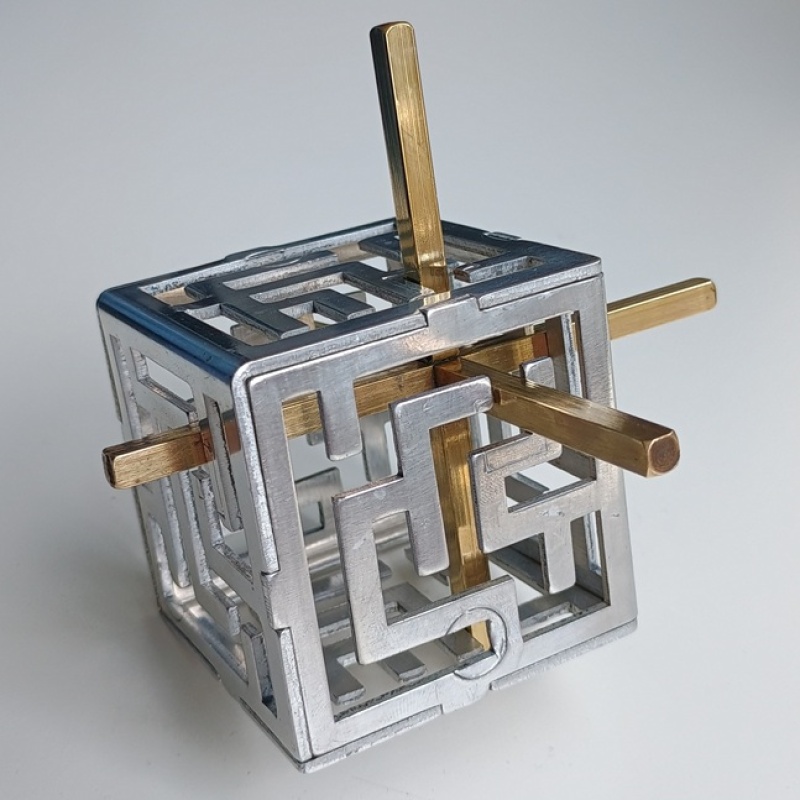 Oskar's Maze Cube (metal version) by Oskar van Deventer