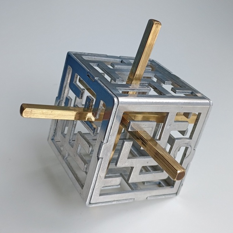 Oskar's Maze Cube (metal version) by Oskar van Deventer