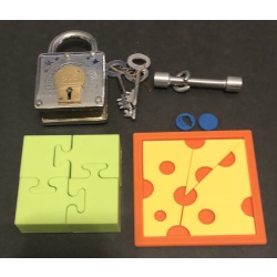 Lot of 4 puzzles 4 Piece Lock Cheese & Mouse Washer