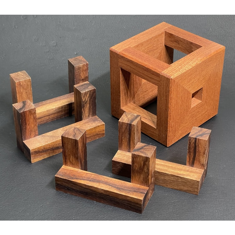 Four Piece Burr Cube Puzzle - RARE