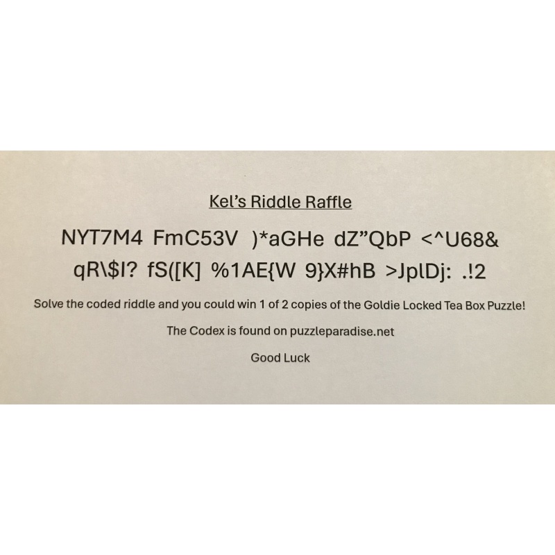 Kel’s Riddle Raffle - Goldie Locked Puzzle