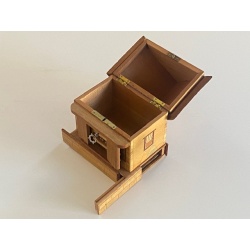 Vintage Japanese House Secret Puzzle Box Bank with KEY!