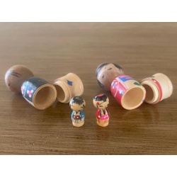 Vintage set of miniature NESTED Japanese Kokeshi Dolls