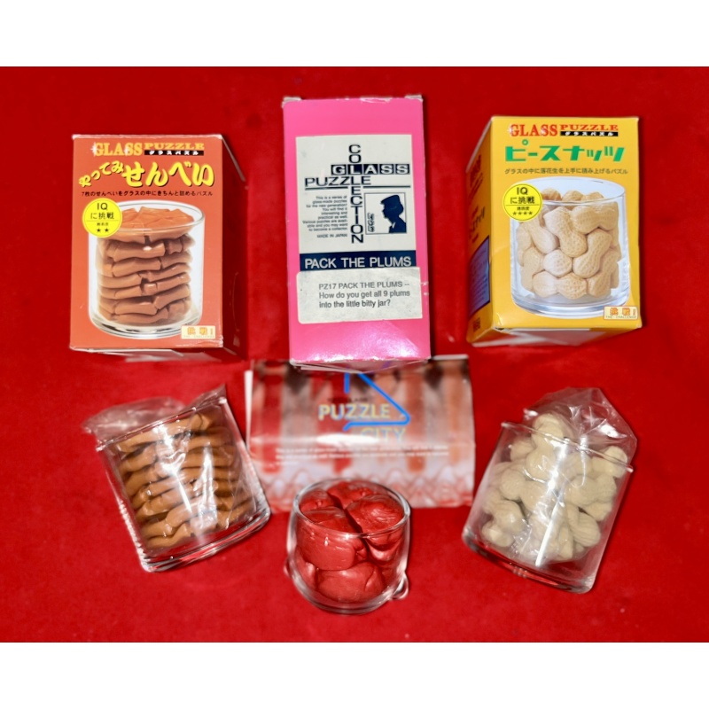 RARE Vintage TOYO GLASS Packing Puzzle by Nob Yoshigahara – Complete in Box (The Plums / Rice Crackers / Peanuts)