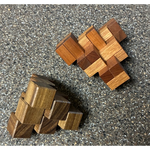 Impossible Triangle of Six Cubes and Coffin's Three Piece Block